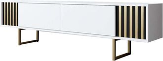 Asir Group LLC Mueble Tv, Mesa Tv, Mueble Bajo. Stand Blanco Gold