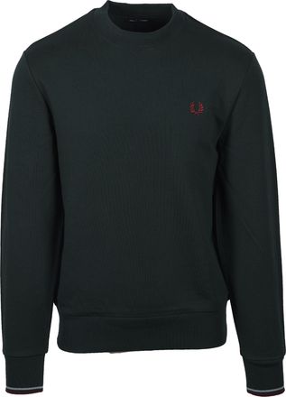 Fred Perry Mens CREW NECK SWEATSHIRT GRASSROOT GREEN/STOCKPORT BLUE/OXBLOOD Cotton - Size 2XL