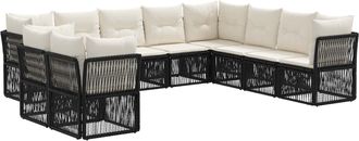 vidaXL Conjunto De Sof&aacute;s De Jard&iacute;n 10 Uds. Negro Rat&aacute;n Sint&eacute;tico Vidaxl