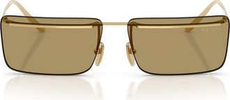 Prada 60mm Rectangular Sunglasses in Gold /Green Olive at Nordstrom