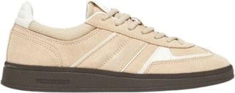 Tommy Hilfiger Schoenen, Dames, Beige, 39 EU, Leer, Vintage Reproductie Sneakers Beige Wit
