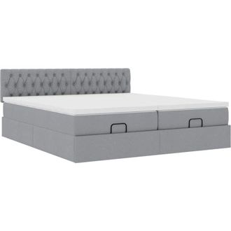 vidaXL Estructura De Cama Otomana Colchones Tela Gris Claro 200x200cm Vidaxl