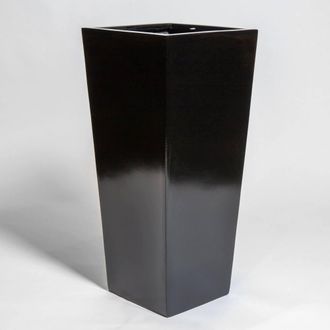PRIMROSE Black Gloss Polystone Tall Flared Square Planter 90cm