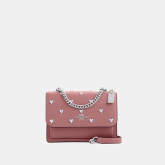 Coach Womens Mini Klare Crossbody Bag With Heart Rivets - Pink Leather - One Size