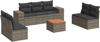 vidaXL Vidaxl - Set De Sof&aacute;s De Jard&iacute;n 8 Pzas Y Cojines Rat&aacute;n Sint&eacute;tico Gris