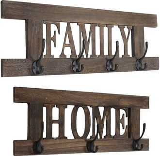 Hhg Hhg - Nunca Usado] Juego De Perchero De Pared De 2 Piezas 987 Panel Perchero Home+family, Aspecto Shabby Vintage, Marr&oacute;n, Shabby