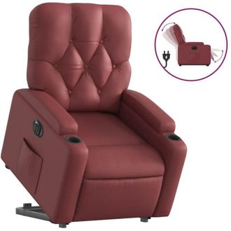 vidaXL Vidaxl - Sill&oacute;n Elevable El&eacute;ctrico Cuero Artificial Rojo Tinto