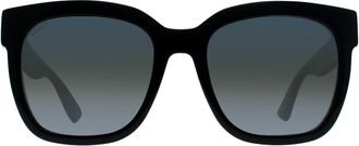 Gucci Square dames zwart met groene en rode glitter grijze gradi&euml;nt GG0034SN zonnebril