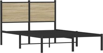 vidaXL Metal Bed Frame without Mattress Sonoma Oak 120x190 cm Small Double Vidaxl