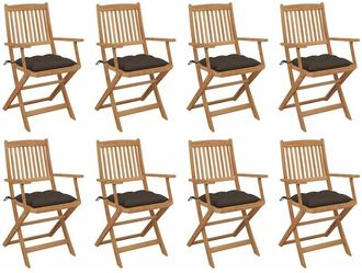 vidaXL Vidaxl - Sillas De Jard&iacute;n Plegables 8 Uds Y Cojines Madera Maciza Acacia