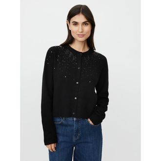 Masai Malitana Sequined Button Front Cardigan in Black at Nordstrom, Size Xx-Large