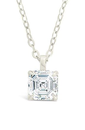 Sterling Forever Asscher Cut Cubic Zirconia Pendant Necklace in Silver at Nordstrom