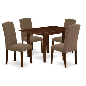 East West Furniture Dining Room Set Mahogany, NDEN5-MAH-18