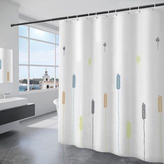 OEM Cortina De Ducha De 180x200 Cm, Impermeable, De Poli&eacute;ster, Lavable A M&aacute;quina, Con 12 Ganchos, Color Blanco
