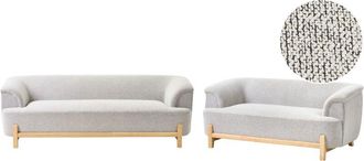 Beliani Conjunto de sala de estar de 5 plazas con tapizado de poliéster y patas de madera sofá de 2 plazas sofá de 3 plazas estilo moderno gris claro Alnor