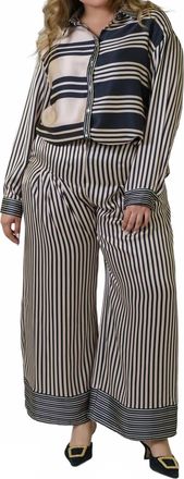 Never Fully Dressed Mono Stripe Isla Trouser - Plus In Black And White Stripe