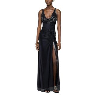 Paco Rabanne Cowl-neck Maxi Dress - female - Rabanne - Gowns - Black - XS - Dresses