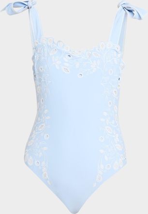 SIMKHAI Laurie Embroidered One-Piece Swimsuit