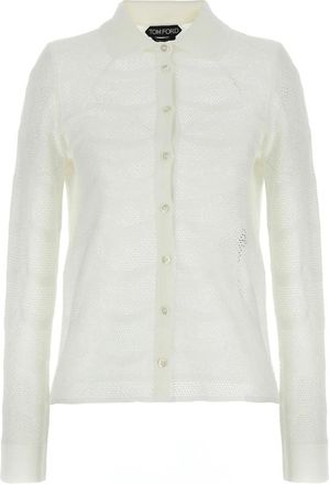 Tom Ford Gebreid Shirt - Dames - Overhemden - Wit - S - Katoen - Overhemden