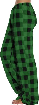 Generic Womens Plaid Fleece Pajama Pants, Wide Leg Lounge Bottoms with Elastic Waist, Soft Flannel Sleepwear for Autumn & Winter, Cosy Check Pyjama Trousers G