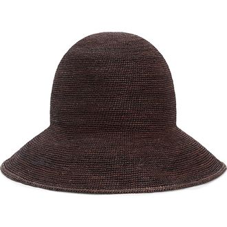 Janessa Leon&eacute; Teagan Raffia Bucket Hat in Chocolate at Nordstrom, Size X-Large