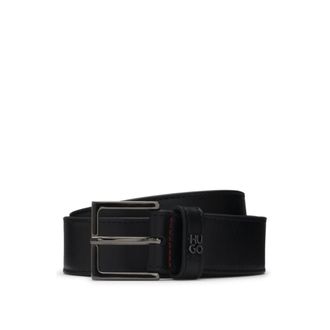 HUGO BOSS Leather belt with stacked-logo keeper trim