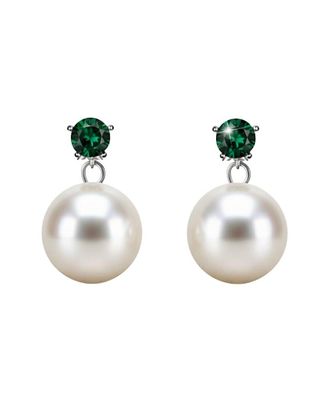 Liv Oliver 18K Plated 1.20 Ct. Tw. Green Quartz & 12Mm Pearl Earrings