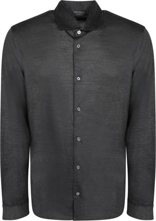 Dell'Oglio Lange Mouwen Shirt - Heren - Casual Overhemden - Grijs - 2XL - Wol - Overhemden