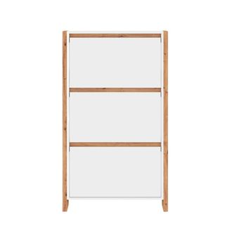 Calicosy Mueble zapatero con 3 abatibles l70 cm Efecto blanco y roble