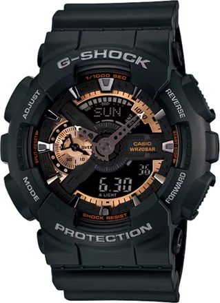 Casio Mens G-Shock Black Rose Gold Analog Digital Wristwatch - GA-110RG-1ACR