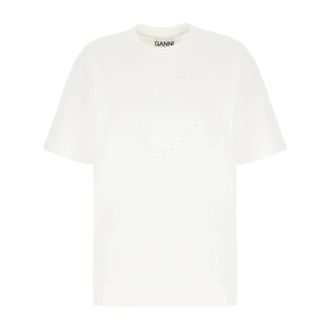 Ganni T-Shirts, female, White, Size: L T-Shirt