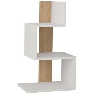 Dmora Dmora - Tavolino da salotto Ukdah, Tavolo basso da caff&egrave;, Portariviste per divano, Ripiano da soggiorno, 42x30h72 cm, Bianco e Rovere, con imballo