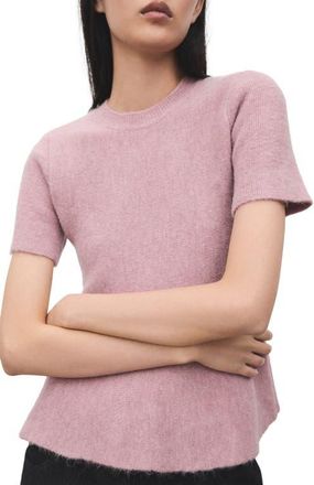 Mango Short Sleeve Peplum Sweater in Pastel Pink at Nordstrom, Size X-Small