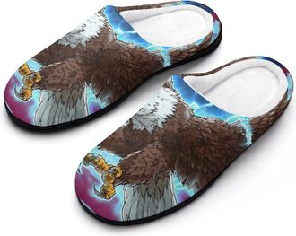 Generic USA Flag Bald Ea-gles Men Slippers Funny House Shoes Cotton Slipper for Indoor Outdoor