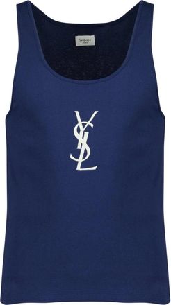 Saint Laurent Sleeveless Tops, male, Blue, Size: M Cassandre Tank Top