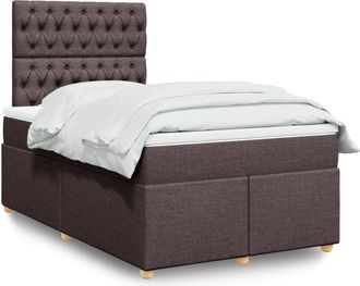 vidaXL Vidaxl - Cama Box Spring Con Colch&oacute;n Tela Marr&oacute;n Oscuro 120x200 Cm