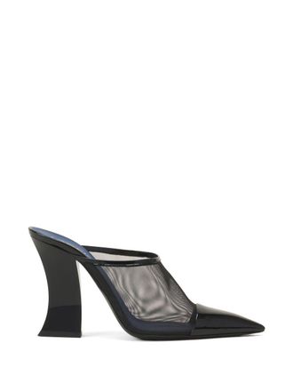 Lanvin Black Pointed Toe Mesh Geometric Sandals