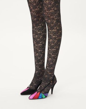 Valentino Garavani D&eacute;collet&eacute; Slingback Foliefoliage In Camoscio 90Mm Donna NERO/MULTICOLOR 35.5