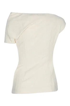 Toteme One-Shoulder Cotton Sweater - Ecru