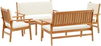 vidaXL Conjunto De Sof&aacute; De Jard&iacute;n 5 Pcs Marr&oacute;n 75 X 45 X 38cm Vidaxl