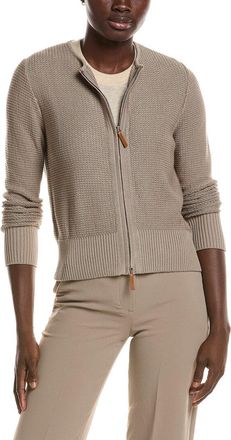 Lafayette 148 New York Textured Crewneck Silk-Blend Cardigan
