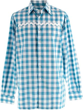 Prada Blue Gingham Long Sleeve Shirt Size 16.5