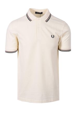 Fred Perry TWIN TIPPED POLO ECRU/OXBLOOD/GRASSROOTS