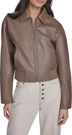 Levi's Faux Leather Bomber Jacket in Pine Bark at Nordstrom, Size X-Large