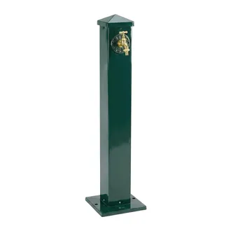 Relaxdays Fuente De Jard&iacute;n Relaxdays, Cuadrada, Estilo Antiguo, Con Grifo, Conexi&oacute;n 3/4, 91 Cm, Verde