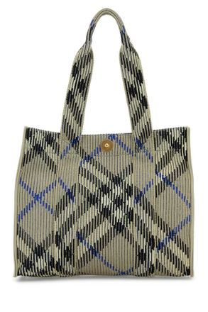 Burberry Grey Check Embroidered Canvas Tote