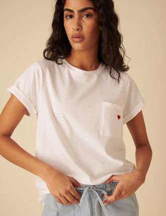 Nobody's Child White Embroidered Heart T-Shirt