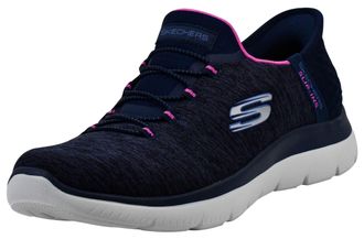 Skechers Womens Summits-Quick Getaway Sneaker, Navy/Hot Pink, 4 UK Wide, 4.5 UK Wide