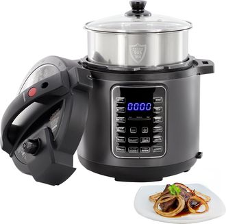MegaChef 6 Quart 11-in-1 Electric Pressure Cooker, Multi-Cooker with Stainless Steel Crock