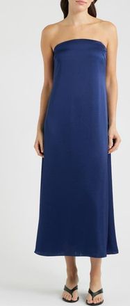 Theory Strapless Satin Dress in Sapphire Navy - 2Qt at Nordstrom, Size 10